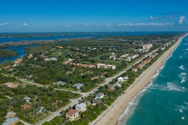 arial view of brevard county barrier island