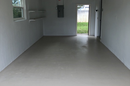 This image was taken after the garage floor was sealed with an epoxy paint