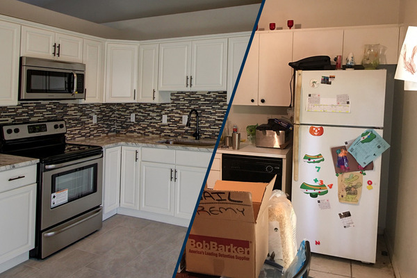 Split Screen Before and After kitchen remodel