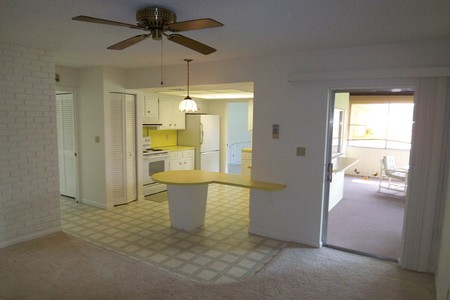 Before - Transition between kitchen, family room and hall was dark and awkward