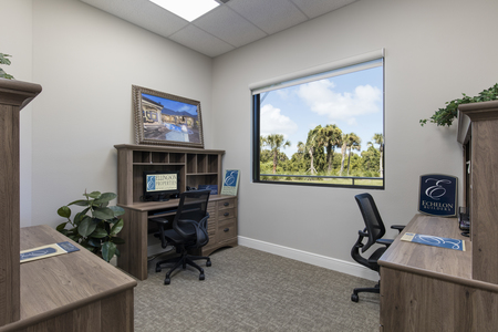 Example of semi-private office for three. Located along the east side of the building, these offices feature stunning wild life views.