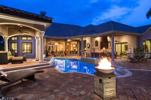 Pergola, summer kitchen and cabana added to pool area