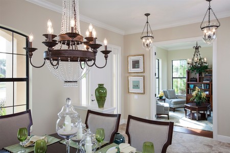 Across the foyer, opposite the dining room lies the study.