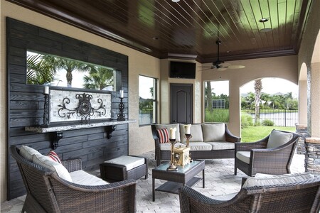 Perfect for gatherings out of the elements, the Cabana is used for watching TV, lounging out of the elements especially with the addition of a fire feature 